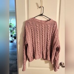 American Eagle Outfitters Mauve Cable Knit Sweater